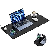 TopMade Mouse Pad with 15W Wireless Charging &amp; Phone Holder, 31.5" x 15.75" XXL Large Desk Pad, G...