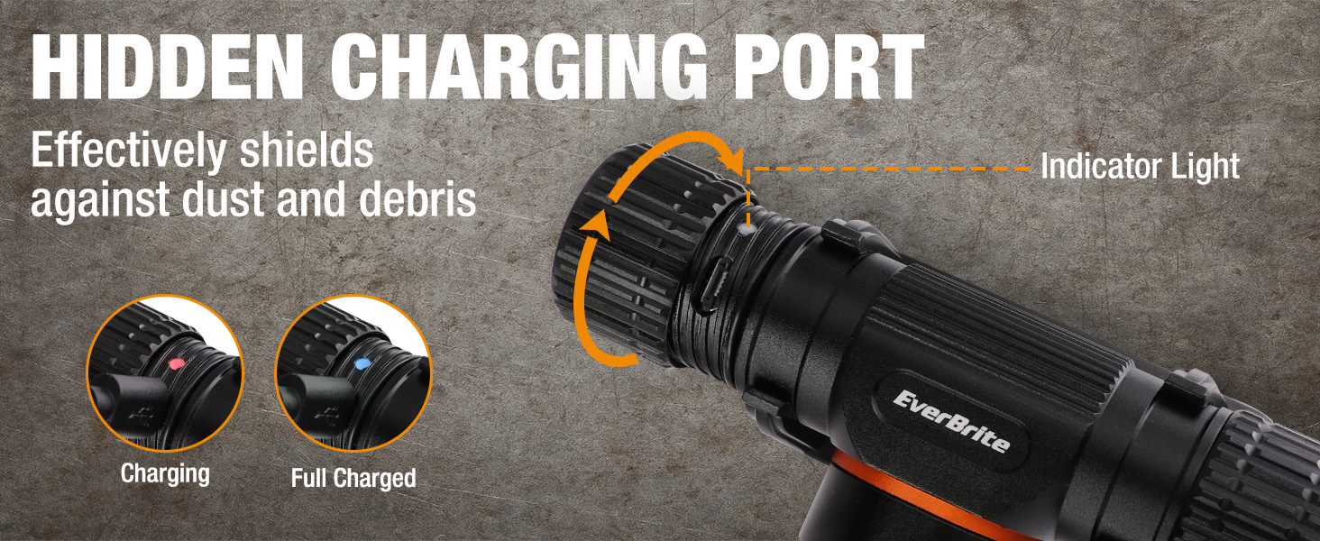 Hidden charging port: Effectively shields against dust and debris