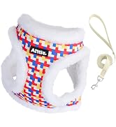 AIITLE Warm Plush Dog Vest Harness and Leash Set - No-Pull Plaid Dog Harness with Safety Buckle -...