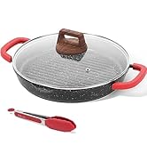 ESLITE LIFE Nonstick Grill Pan for Stove Tops, 11 Inch Ceramic Coating Round Grill Skillet with P...