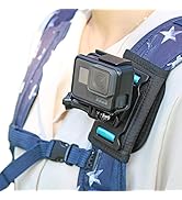 Backpack Shoulder Strap Mount Camera with Adjustable Shoulder Pad and 360 Degree Rotating Base Co...