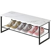 Garden 4 you 2 Tiers Shoe Rack,Multi-Purpose Adjustable Flat and Slant White Marble Freestanding ...