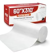 Airbin Plastic Table Cloth, Extra Wide 60 in X 310 Ft White Plastic Tablecloth Roll with Any Cut ...