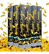 Gold Confetti Cannon Party Poppers [6 Pack], Confetti Shooters for Wedding, Birthda...