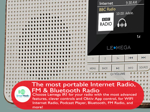 Portable Internet Radio, FM radio, Digital radio podcast player radio alarm clockradio retro radio