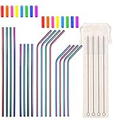 Lazycorner 16 Pcs Metal Straw Reusable 8.5