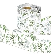 AnyDesign 65Ft Greenery Bulletin Borders Watercolor Eucalyptus Leaf Decorative Trim Border Green ...