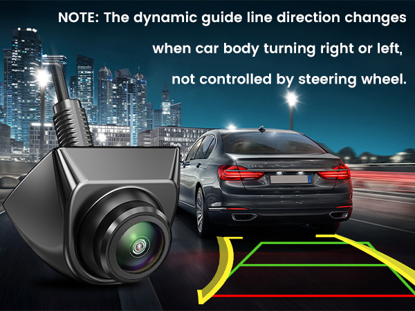GreenYi backup camera with dynamic trajectory guide line