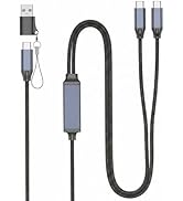Breilytch 6.6FT 2-in-1 USB C to USB C Cable with USB A Adapter 140W Fast Charging Dual Port Cord ...