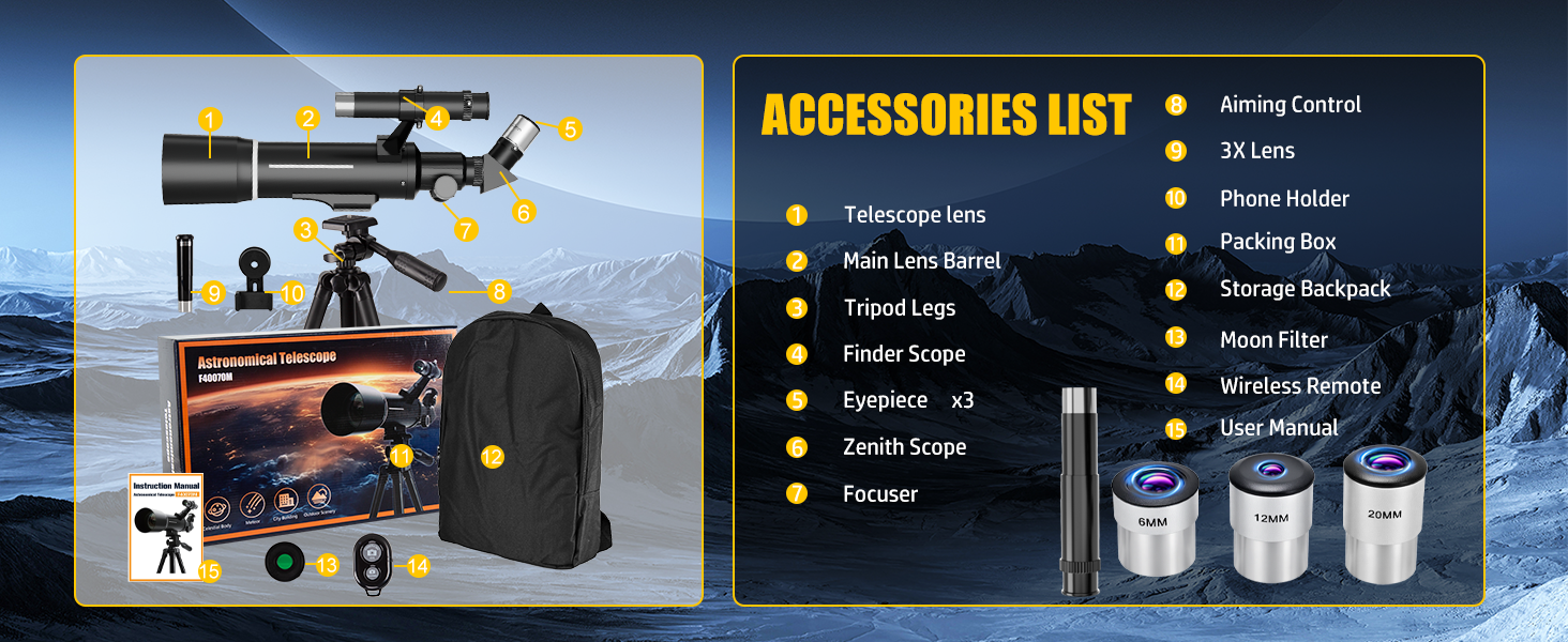 TELESCOPE ACCESSORIES LIST