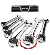 ironcube Brake Line Wrench Set: Metric 10-17mm - Ratcheting Open-end for Nuts on Fuel, Brake or A...