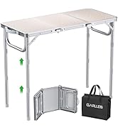GARLLEN Tri-Folding Camping Table, 3-Adjustable Height Folding Picnic Table with Storage Bag, Lig...