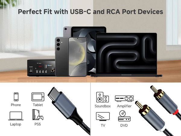 usbc to rca audio cable rca to usbc cord rca to usb c converter 4ft rca to usb c dongle