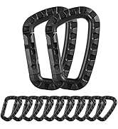 Tactical Carabiner Keychain -12/15/16 Pack Hard Polymer Carabiners D Rings Light Weight Spring Sn...