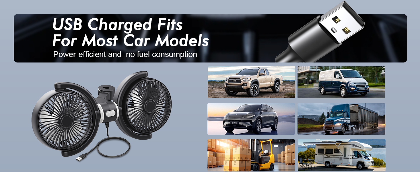 dual head electric car fan