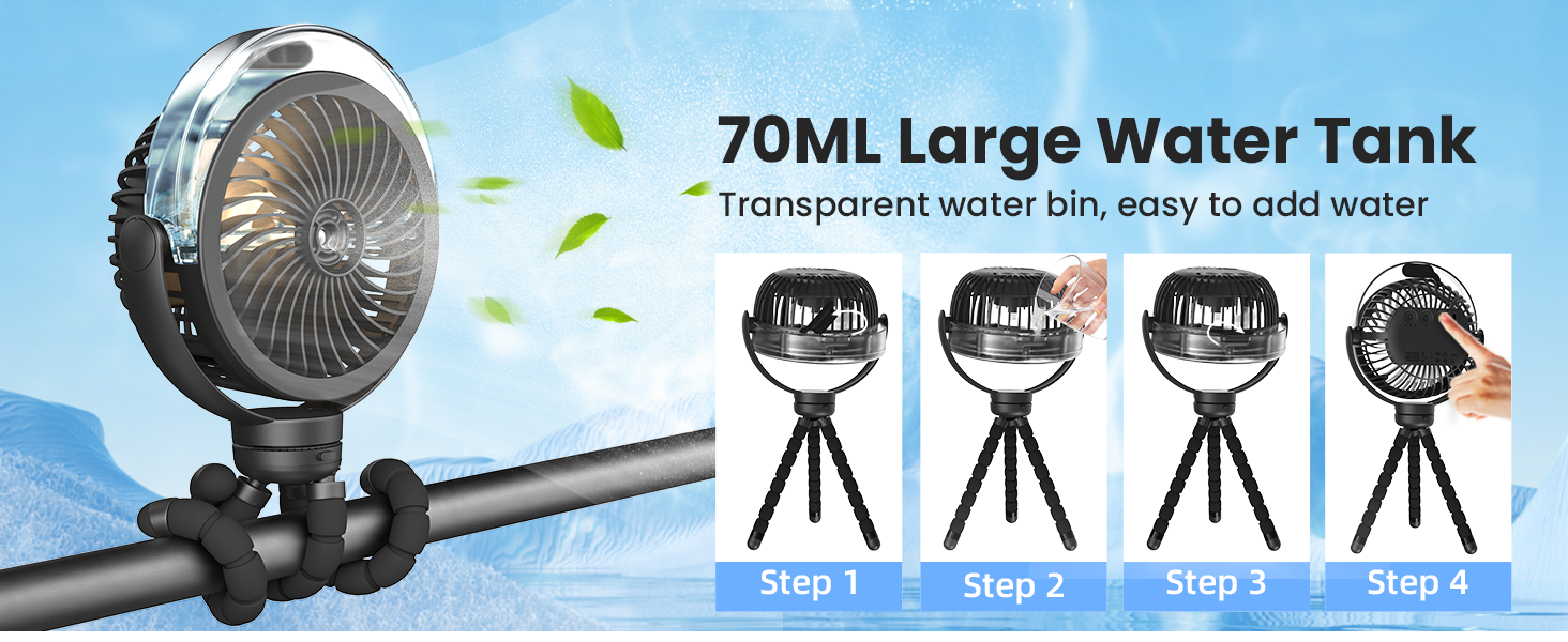 Misting stroller fan