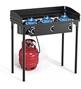 CAMPLUX 3 Burner Camping Stove for Outdoor Cooking, 225,000 BTU Propane Outdoor Stove with Detach...