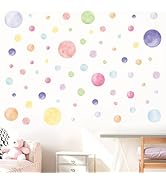 AOWDIAO 68 Large Watercolor Polka Dot Wall Decals, Peel and Stick Vinyl Stickers for Girls Bedroo...