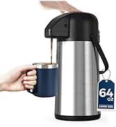 Coffee Carafe for Keeping Hot - 64OZ / 1.9L Airpot Coffee Dispenser with Pump - Large Coffee Ther...