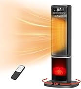 Dr.Prepare 24'' Space Heater with 3D Flame, 1500W Portable Electric Heater with Thermostat, 60°Os...