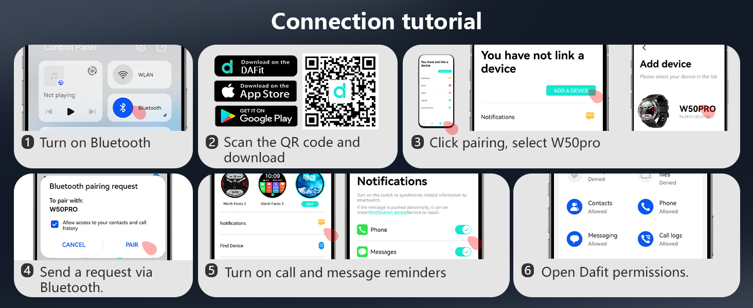How to pair and connect the mobile phone with the men&amp;#39;s smartwatch?