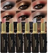 MooGlamor 6 Pcs Glitter Eye Shadow Stick Shimmer Eye Shadow Set with Two-Color Gradient and Water...