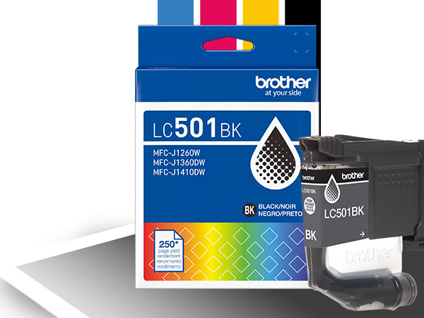 Brother Genuine LC501BK standard yield black replacement ink carton with cartridge