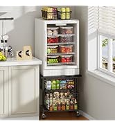 Mini Fridge Stand with Storage, Small Refrigerator Stand with 2 Drawers, Mini Fridge Shelf Cabine...