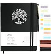 Ospelelf Black College Ruled Notebook with Pen, 24 Stickers, 180 Pages 100gsm Thick Paper, B5 Har...