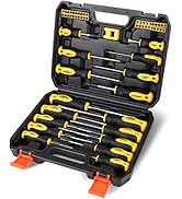 HORUSDY 58-piece Magnetic Screwdrivers Set with Case, Include Phillips, Slotted, Pozidriv, Square...