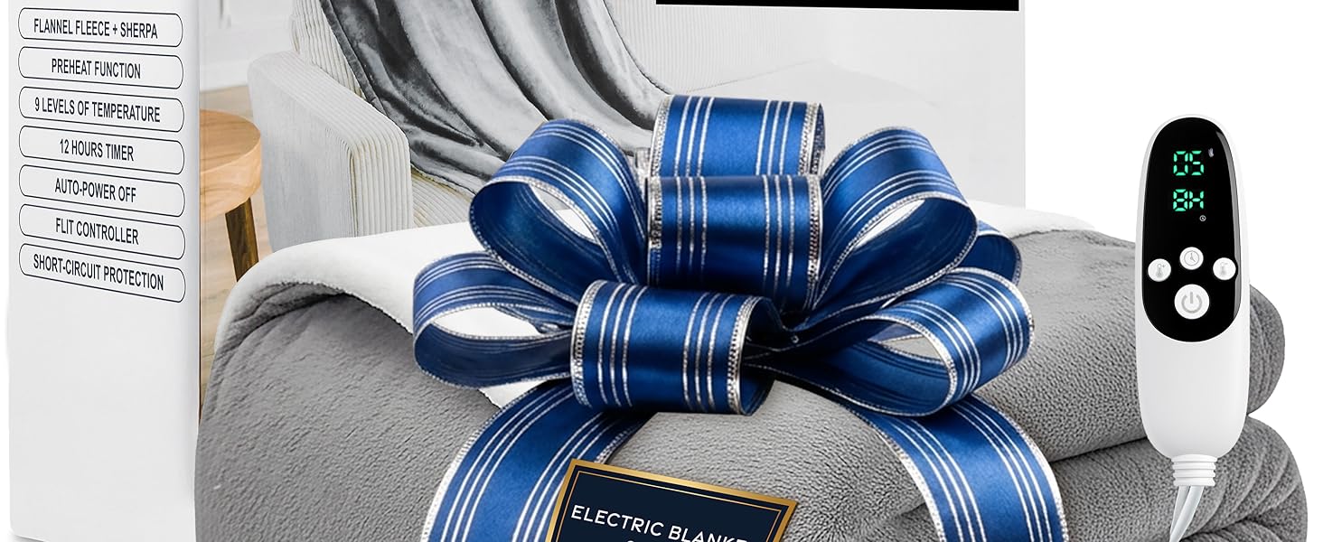 Get Trend Heated Blanket Electric Luxurious Fleece Queen