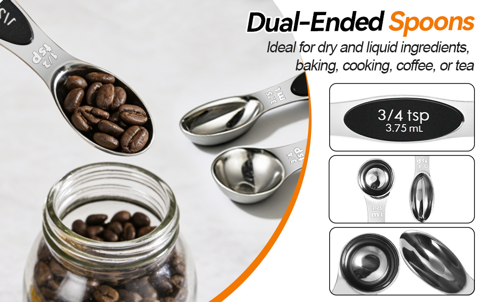 Double-ended measuring spoon, dual-scale measuring spoon