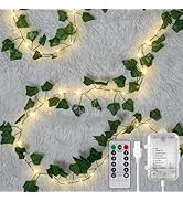 40ft 120 LED Vine Fairy Lights Battery Operated, 8 Modes &amp; Timer Ivy String Lights with Remote, G...