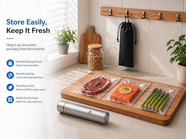 Vacuum Sealer for Food with Visible Water Tank, Handheld Saver Compact Vacuum Sealer