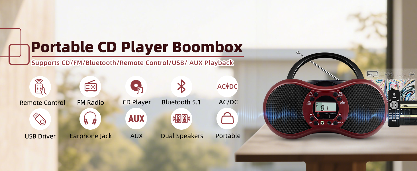 Portable CD Player Boombox