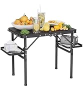 Titanker Folding Camping Table Small 2ft, Small Folding Table Portable with 50% Extra Space, Fold...