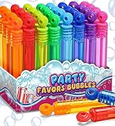 Goodie Bags Stuffers for Kids Party, 32 Pack Mini Neon Bubble Wands for Party Favors Supplies in ...