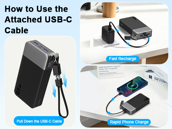 How to Use the Attached USB-C Cable