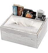 Sumnacon Wood Rectangular Tissue Box Cover - Multifunctional Tissue Holder with Stationery Remote...