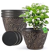 Nooulap 12 Inch Pots for Plants with Drainage, Large Plastic Flower Pots Outdoor Indoor, Decorati...