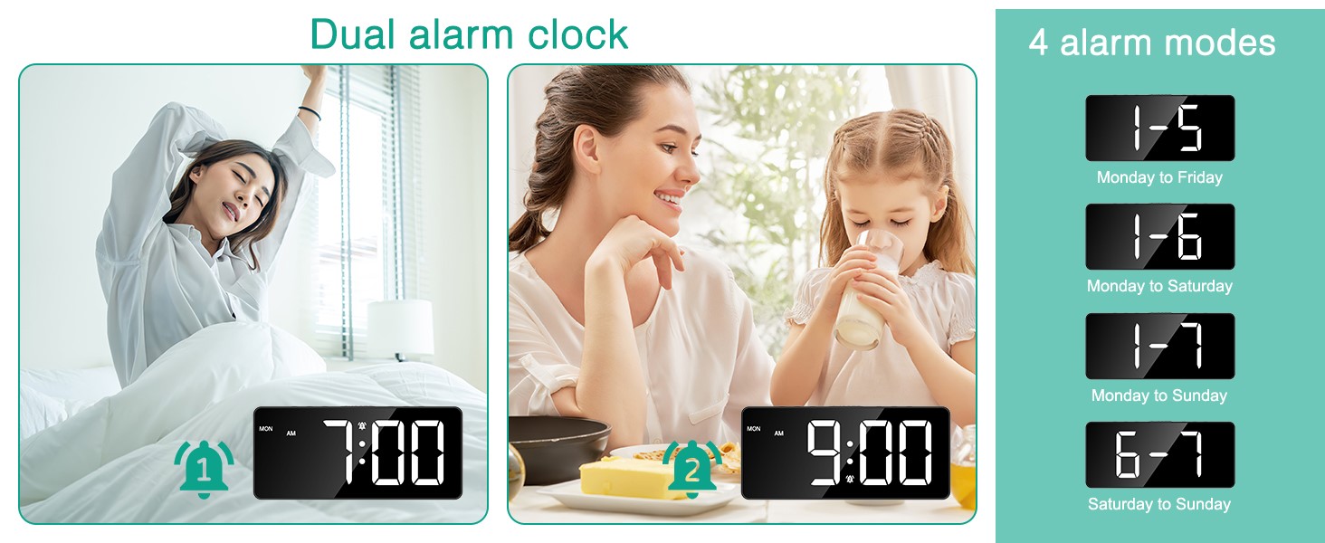 Digital Alarm Clock for Bedroom, LED Alarm Clock