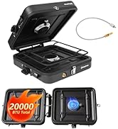 KingCamp 2 Burner Camping Stove,Portable Folding Stove with 20000 BTU,Backpacking Camp Stove for ...