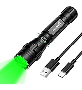 FandyFire Tactical Green Light Flashlight Rechargeable,Super Bright Single-Mode LED Green Flashli...