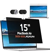 Privacy Screen for MacBook Air 15 Inch 2023-2025 (M2 M3 M4 Chip), Magnetic Removable Anti Glare B...