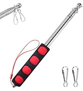 BONWIN 1.6M Telescopic Handheld Flagpoles with Clips, 5.25 Feet Thick Portable Stainless Steel Te...