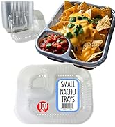Disposable Plastic Nacho Trays with 2 Compartments - 12oz Crystal Clear Nachos Trays for Cheese D...