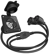 Veepeak 15 Amp Shore Power Inlet RV Flanged Power Plug NEMA 5-15P 125V AC Electrical Outlet Recep...