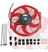 10" inch Slim Fan Push Pull Electric Radiator Cooling 12V Mount Universal Kit Red