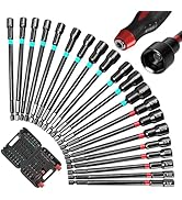 21-Piece Magnetic Nut Driver Set - SAE (1/4" to 9/16") &amp; Metric (5mm to 15mm) Nut Driver Set with...