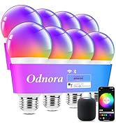 Odnora Smart A19 LED Light Bulb, Color Changing Light Bulbs, Compatible with Alexa &amp; Google Assis...